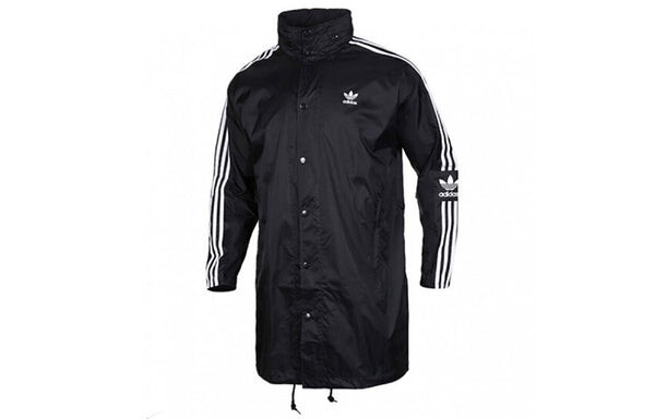 Куртка originals back logo printed hooded casual windbreaker men black Adidas, черный — фото 2