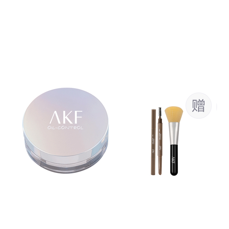 

Водостойкая и влагостойкая рассыпчатая пудра для контроля жира и долговременной фиксации AKF, 02 Shimmer Transparent+01 Lively коричневый+Loose Power Brush