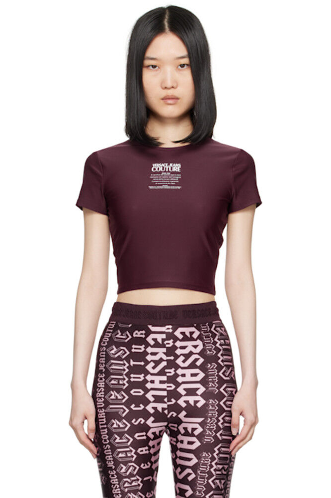

Футболка с логотипом гарантии бордового цвета Versace Jeans Couture