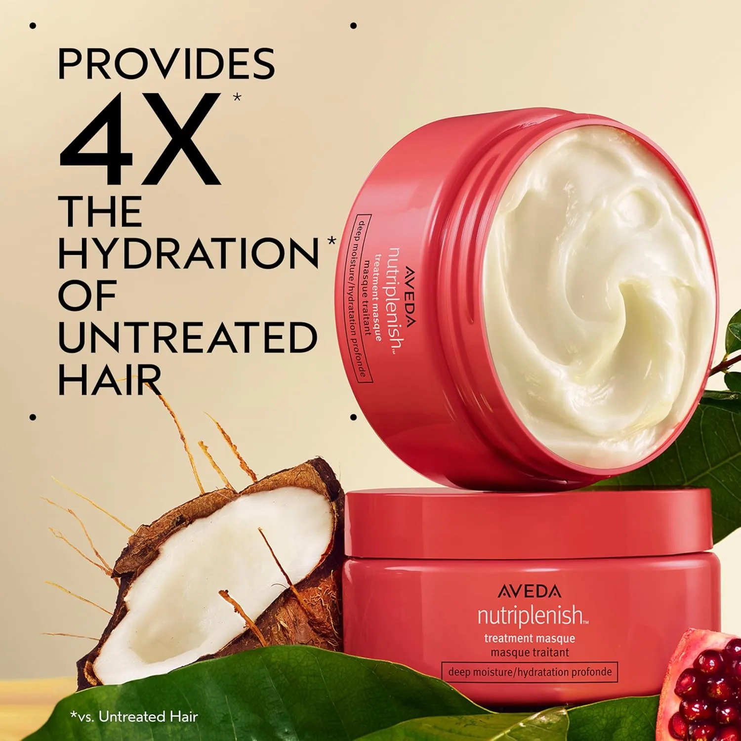 Маска для глубокого увлажнения Aveda Nutriplenish Treatment Masque для сухих волос средней и большой толщины с органическим маслом граната, кокосовым маслом и маслом манго, 96% натуральных ингредиентов — фото 2