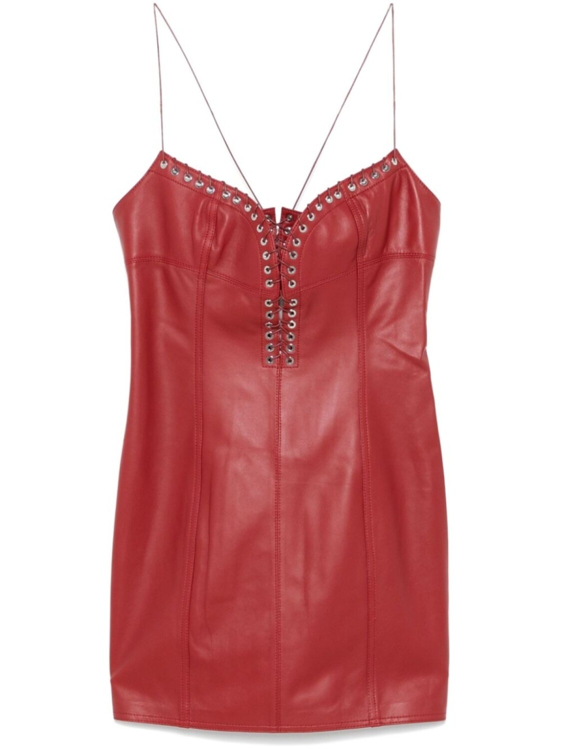 

Ludovic de Saint Sernin кожаное платье мини Cleavage, красный