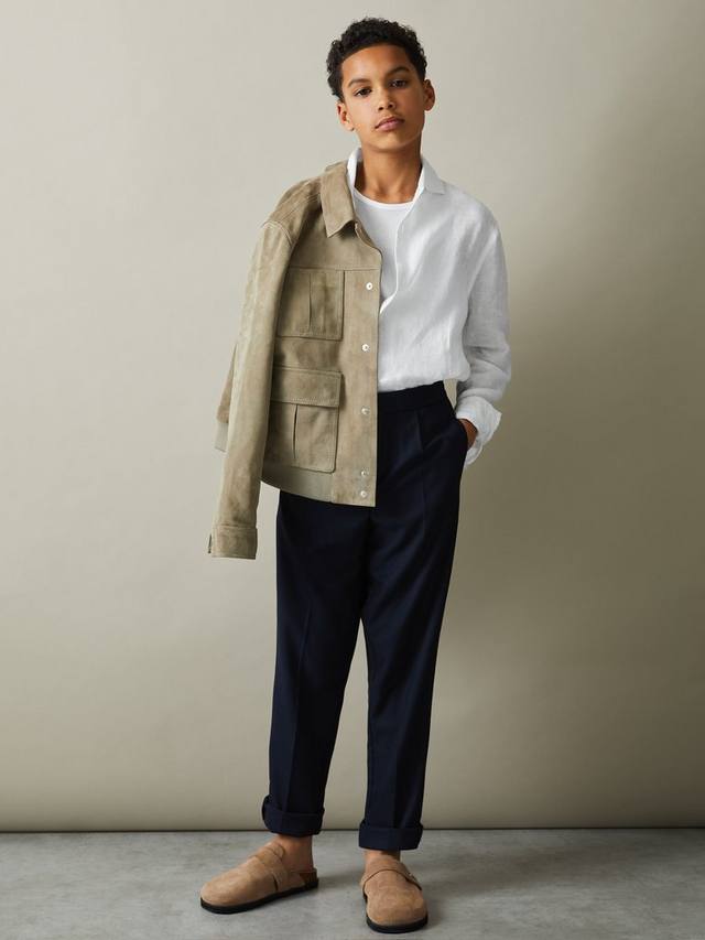 

Детская рубашка Ruban с длинными рукавами из льна Reiss, White