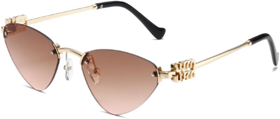 

Треугольные солнцезащитные очки с защитой от УФ-излучения для мужчин и женщин, очки для уличной фотографии в маленькой оправе Weloveushop, Gold Frame Upper Tea Lower Pink