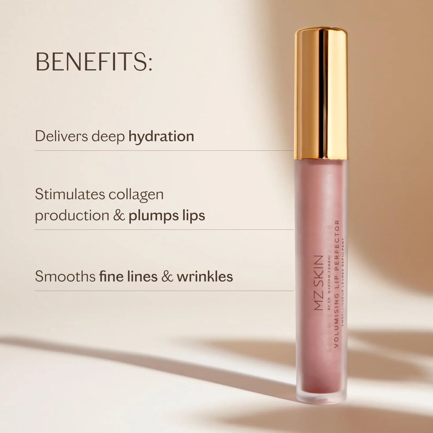 MZ SKIN Volumising Lip Perfector 0.10 fl oz | Пептидный блеск для губ с гиалуроновой кислотой и мятой | Увлажняет, разглаживает и увеличивает объем губ Mz Skin By Maryam Zamani Md, Sunkissed — фото 2