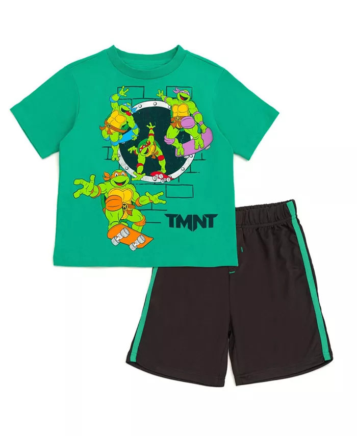 

Детский комплект для мальчиков: футболка и шорты Donatello Leonardo Michelangelo Raphael TEENAGE MUTANT NINJA TURTLES, зеленый
