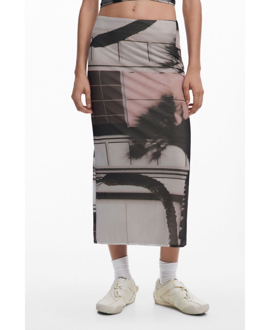 

Женская прямая юбка из тюля Desigual, Monbean gray