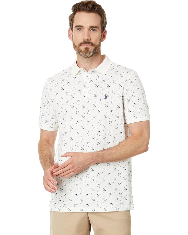 

Поло Polo Ralph Lauren Classic Fit Stretch Mesh Polo Shirt, цвет White Ocean Anchors
