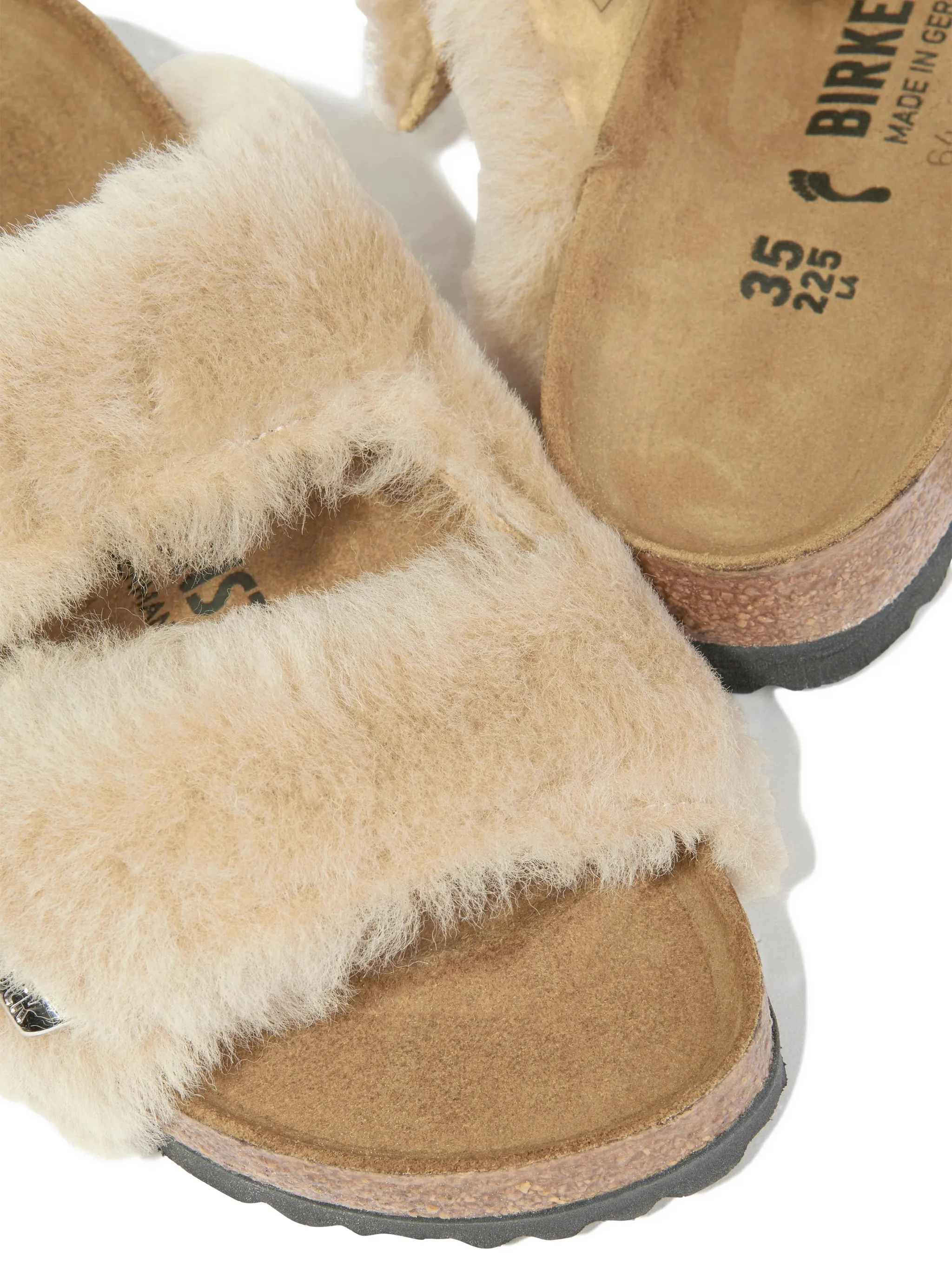 Шлепанцы с меховой пряжкой Birkenstock Kids, нейтральный — фото 4