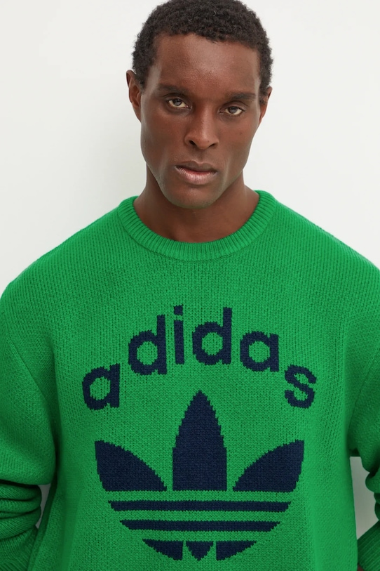 

Свитер вязка с круглым вырезом Adidas Originals, зеленый
