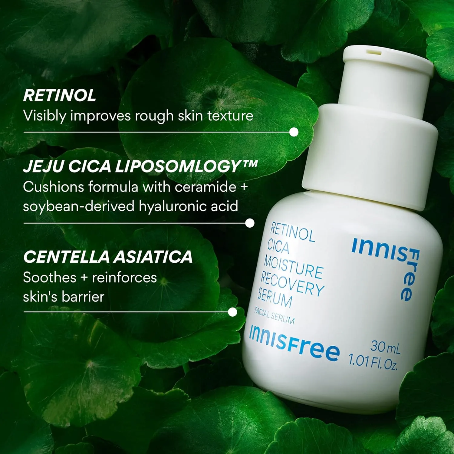 Сыворотка Innisfree — Для лица Retinol Cica с салициловой кислотой, корейское увлажняющее восстанавливающее — фото 4