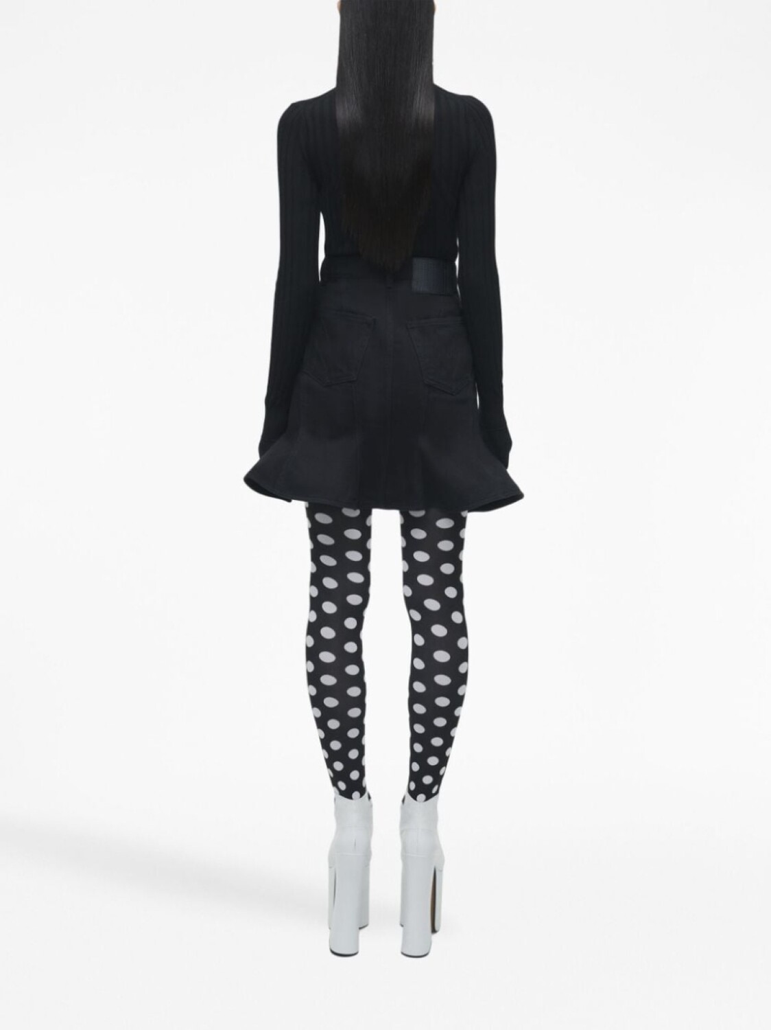Расклешенная джинсовая мини-юбка Marc Jacobs, черный — фото 4
