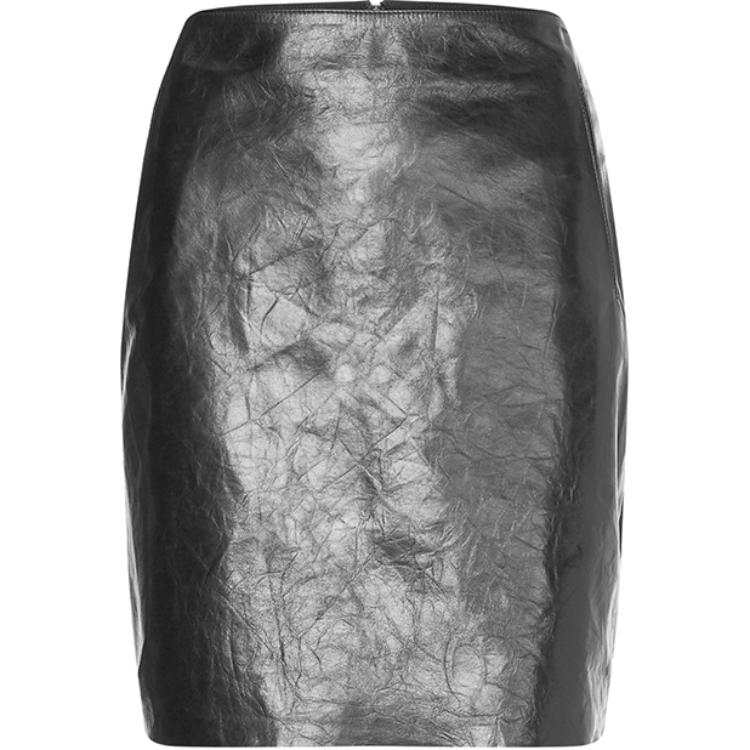 Кожаная короткая юбка CALVIN KLEIN черная — фото 2