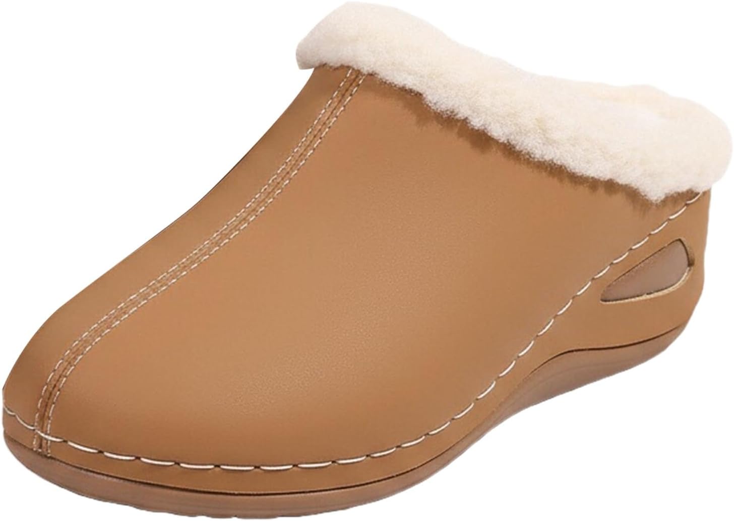 

Женские сабо Canbebig с меховой подкладкой, уютные замшевые осенние тапочки для дома и улицы, с закрытым круглым носком, удобные, утепленные, с флисовой подкладкой, на платформе, светло-коричневый