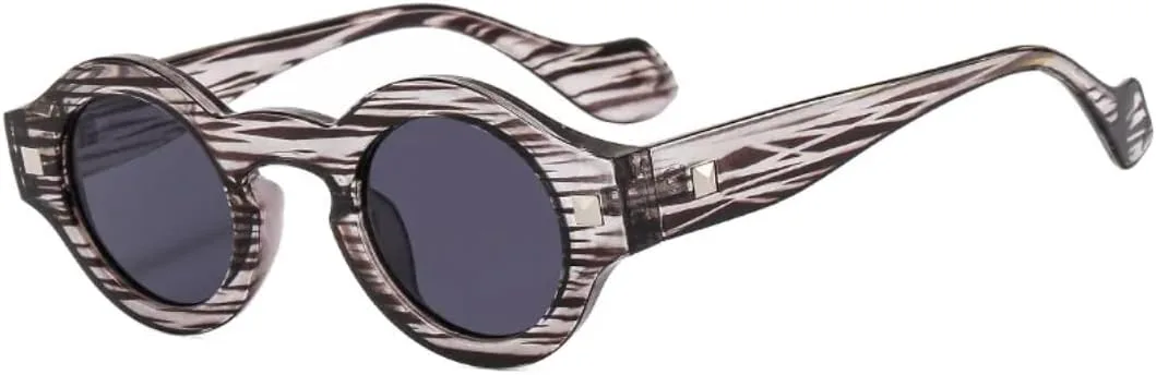 

Винтажные маленькие круглые солнцезащитные очки для женщин и мужчин, модные женские очки класса люкс с защитой от УФ-излучения UV400 TYUVIVO, Stripe Black