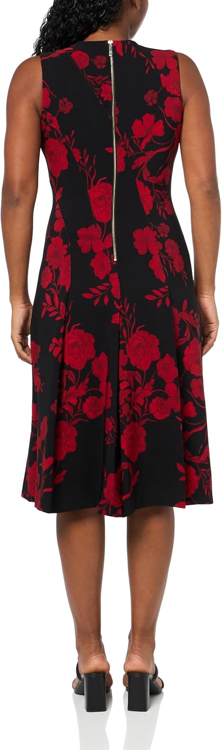Женское платье Tommy Hilfiger Salon без рукавов с эластичным принтом Vita Floral, Black/Scarlet — фото 2
