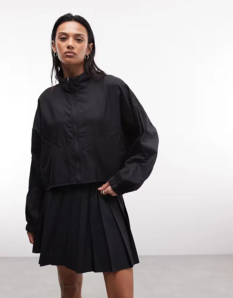Укороченная ветровка Nike с воротником-стойкой, черный