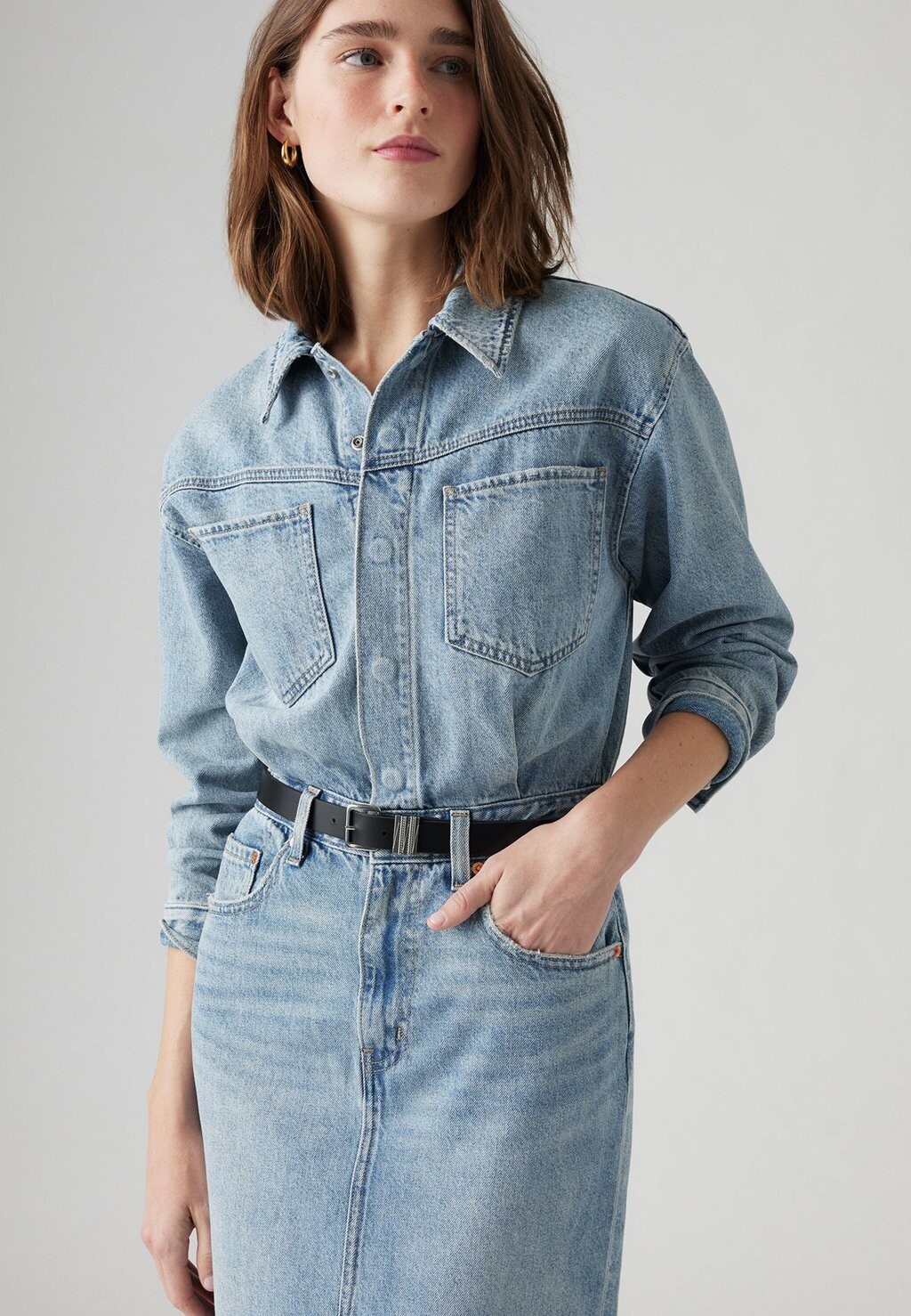 Джинсовое платье WESTERN MIDI DRESS Levi's, светло-голубой деним — фото 3