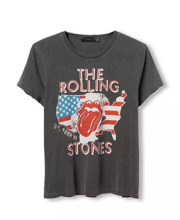 

Женская футболка в винтажном стиле с символикой американского тура Rolling Stones 1981 года. Junk Food Clothing, черный
