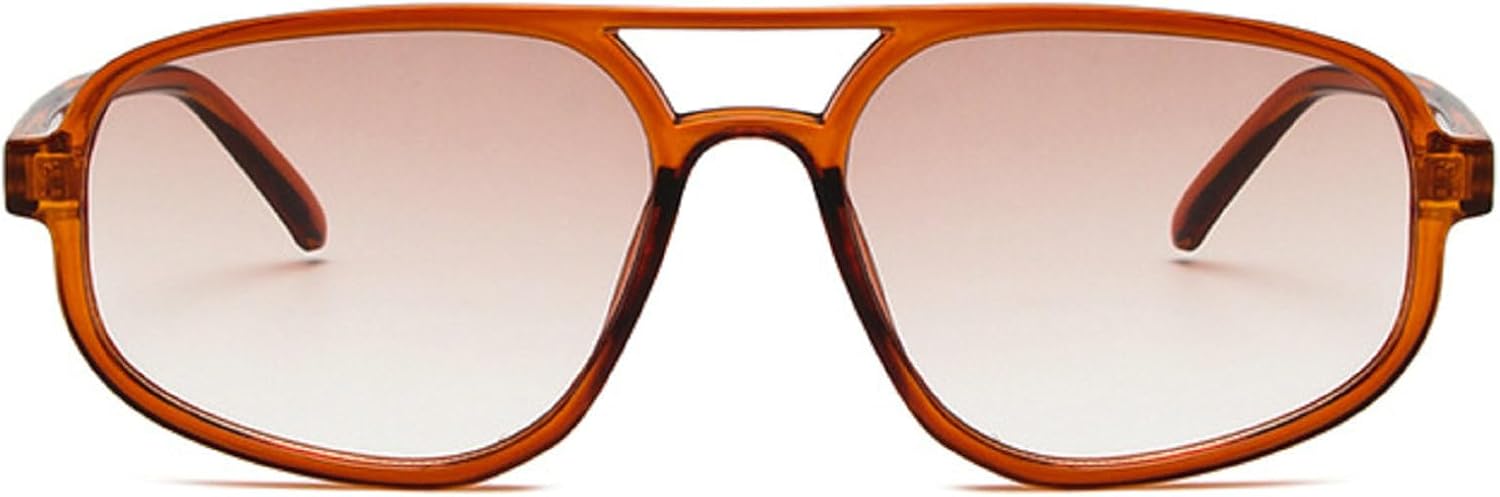 

Ретро-солнцезащитные очки с двойной перемычкой для мужчин, модные простые квадратные очки-пилот для женщин, трендовые солнцезащитные очки с защитой от УФ-излучения UV400 mincl, Brown