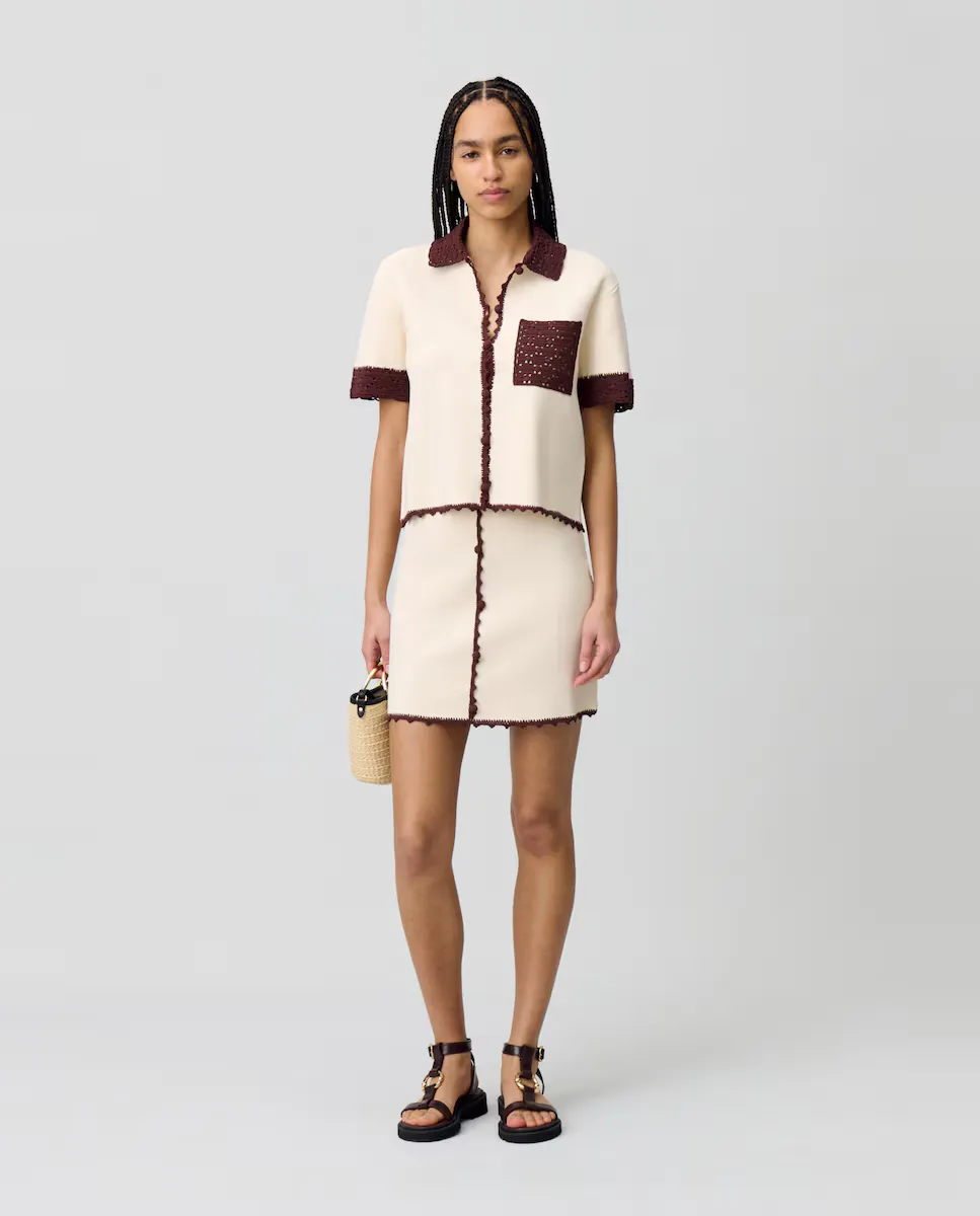 

Короткая юбка из тонкого трикотажа Claudie Pierlot, белый