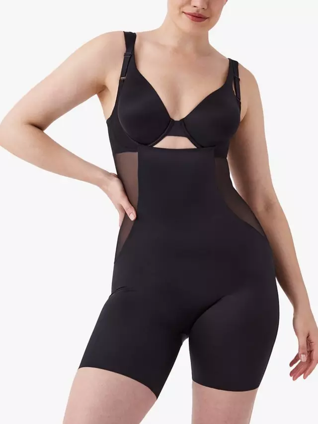 

Боди Spanx Shaping Satin Open Bust Mid Thighsuit, цвет very/black