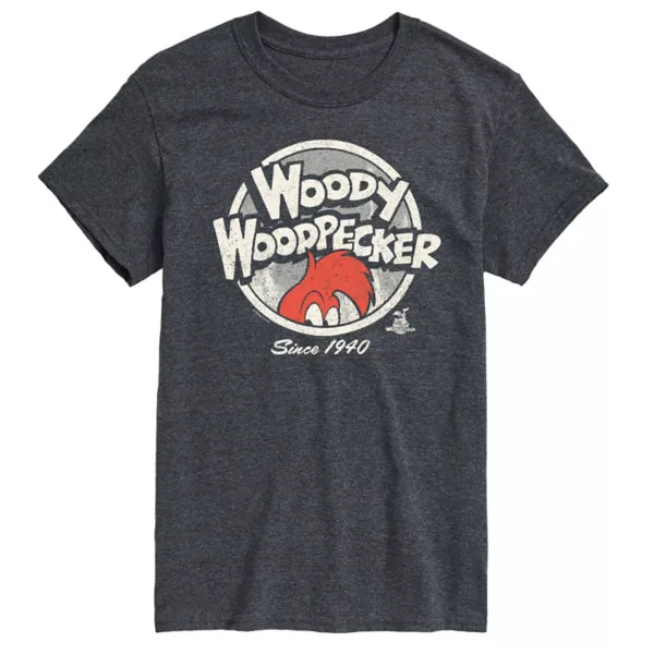 

Мужская футболка с винтажным логотипом Woody Woodpecker Licensed Character, серый