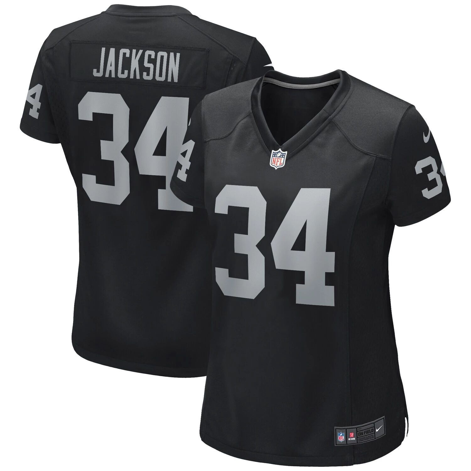 

Женская футболка Nike Bo Jackson Black Las Vegas Raiders Game Retired Player Nike