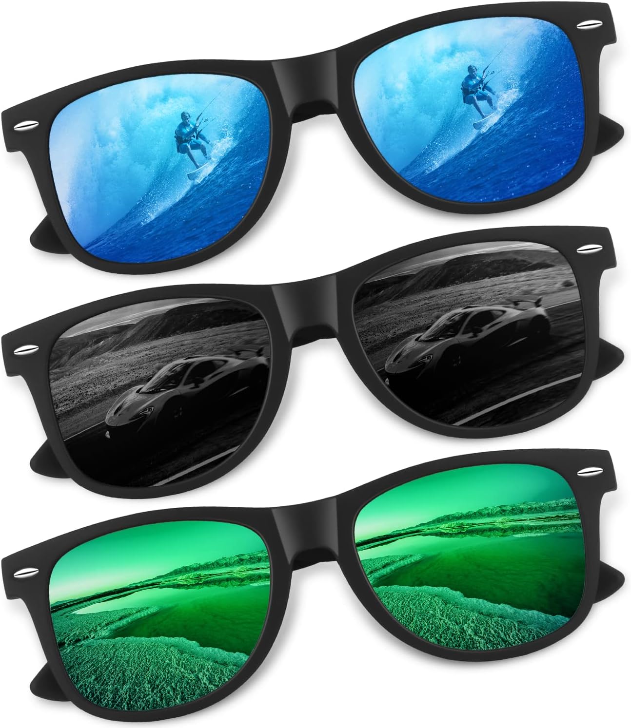 

Поляризованные солнцезащитные очки CGID Retro для мужчин и женщин, легкие, черные, с защитой от УФ-излучения UV400, для вождения, рыбалки и гольфа, 7 Black Grey/Black Blue/Black Green