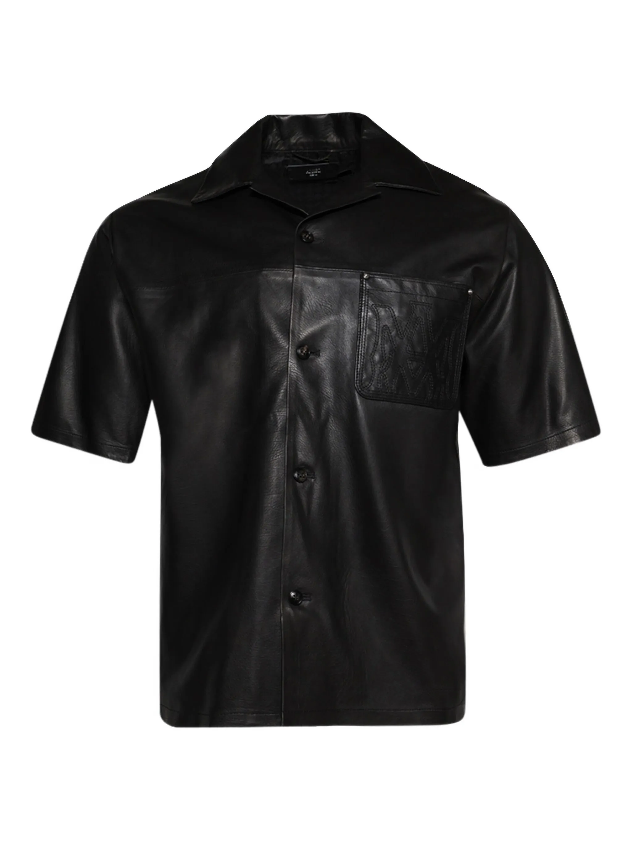 

Кожаная рубашка MA с вышивкой Amiri, черный