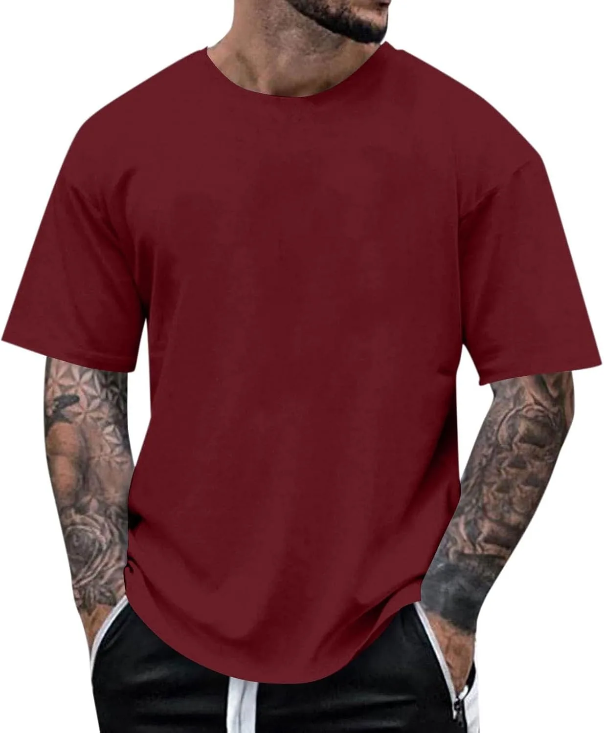 

Футболка мужская plain short sleeve crewneck lightweight loose fit Thatrich