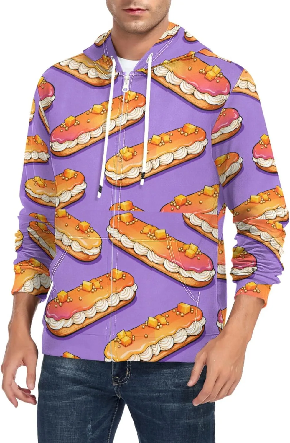 

Мужской худи на молнии Eclair Mango Cream с длинным рукавом и карманом CUPADA