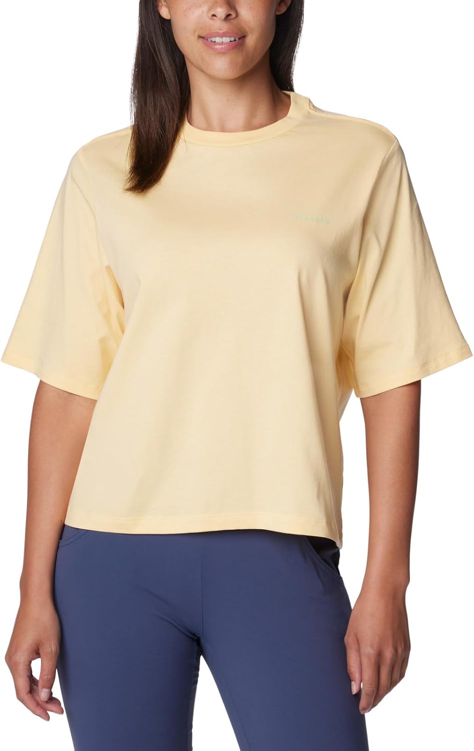 

Женская футболка Columbia North Cascades с коротким рукавом и графическим принтом, Sunkissed/Wavy Rays