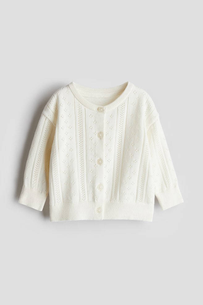 

Хлопковый кардиган с узором вязки H&M, белый