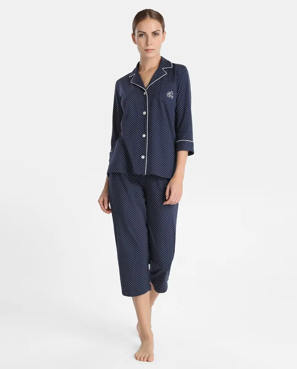 

Женская трикотажная пижама с рукавом 3/4 Polo Ralph Lauren, темно-синий