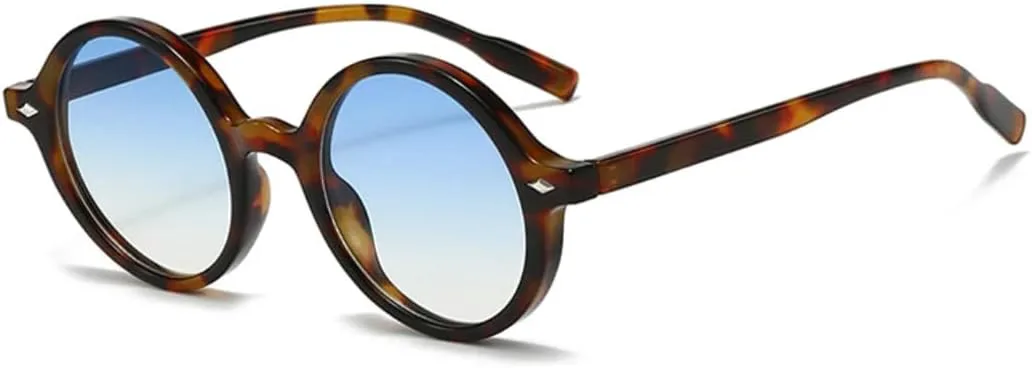 

Ретро круглые солнцезащитные очки для женщин, модные градиентные очки с защитой от УФ-излучения UV400 для мужчин, трендовые очки TYUVIVO, Leopard Blue Yellow