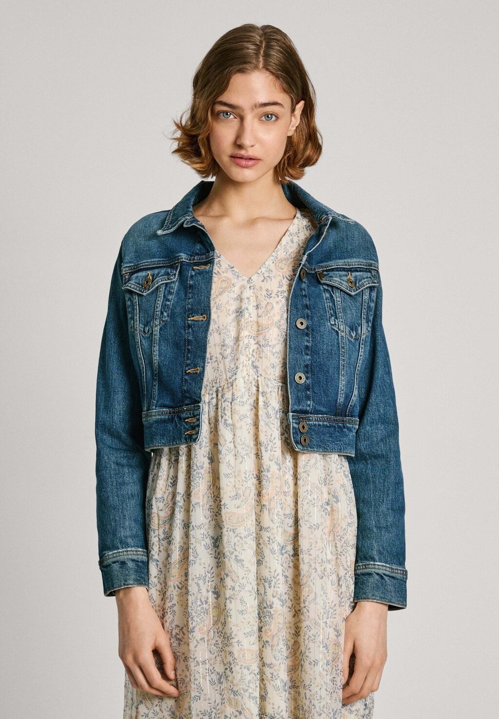 

Джинсовая куртка CROPPED Pepe Jeans, синий деним