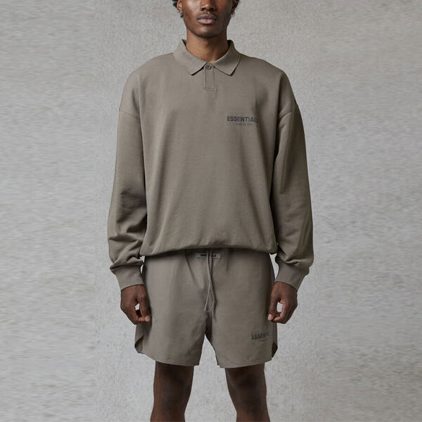 Рубашка fw20 long sleeve polo shirt 'taupe' Fear Of God Essentials, серый — фото 3