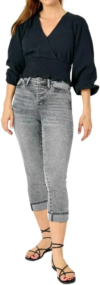 

Judy Blue высокие капри с манжетами и застежкой на пуговицах