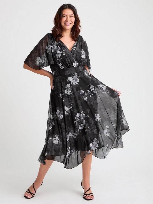 

Платье Julie с цветочным принтом и асимметричным подолом Scarlett & Jo, Black/Silver