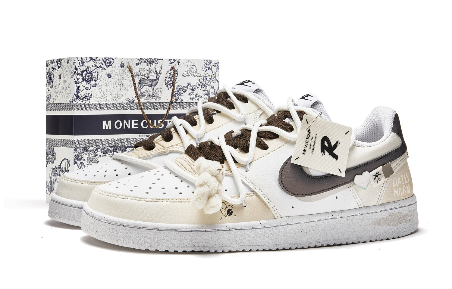 

Кроссовки Nike Court Vision 1 Skateboarding Shoes Men Low-top White/Brown, хаки