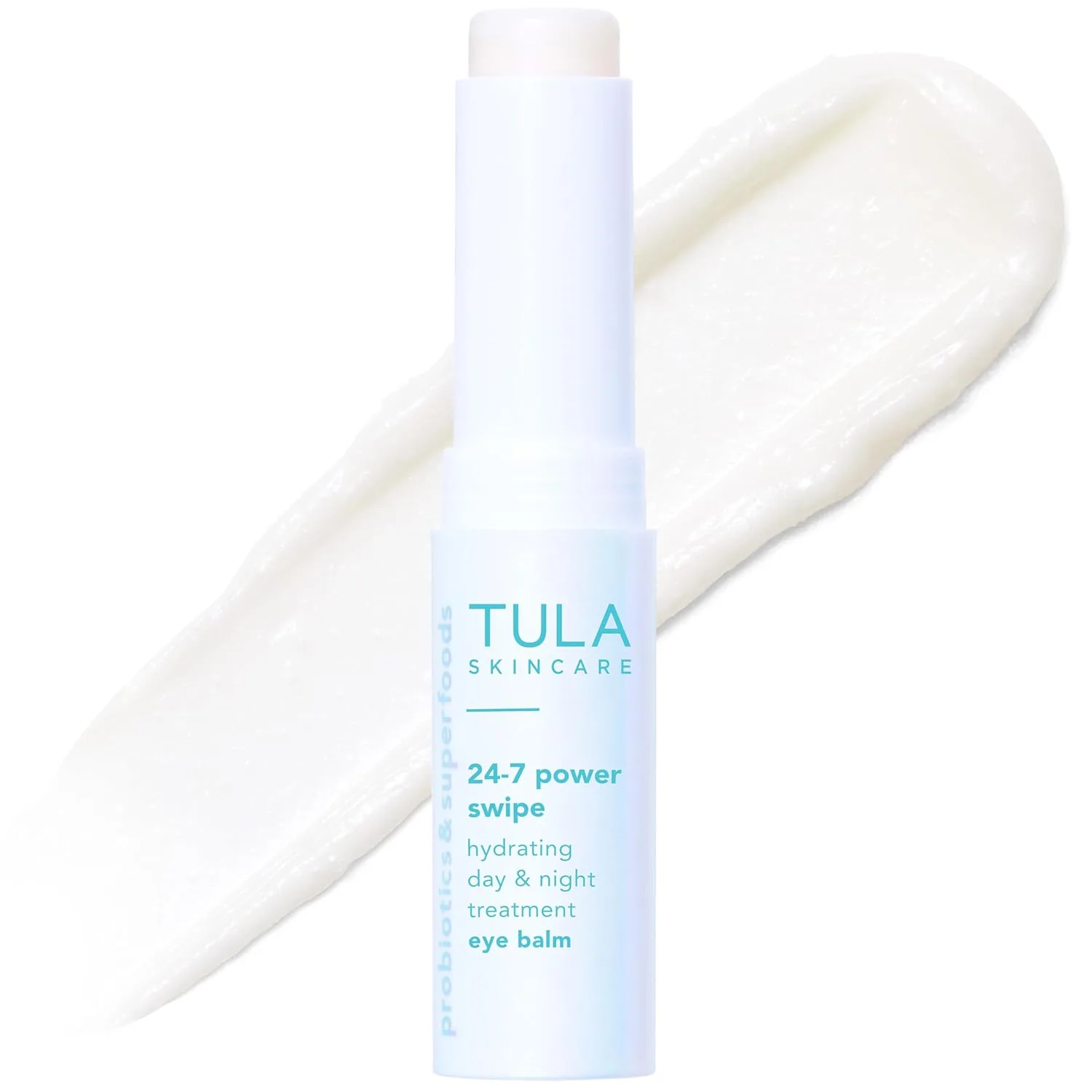 Увлажняющий бальзам для глаз TULA Skin Care 24-7 Power Swipe - средство от темных кругов под глазами, мгновенное осветление, компактный размер - 0,23 унции, blue