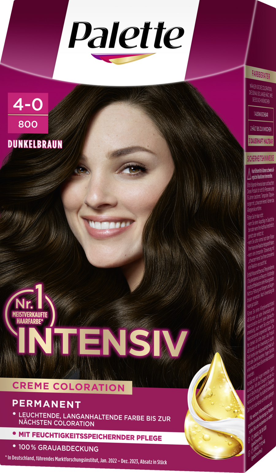 Краска для волос Poly Palette Intensiv Creme Coloration 4-0800 Dunkelbraun — фото 2