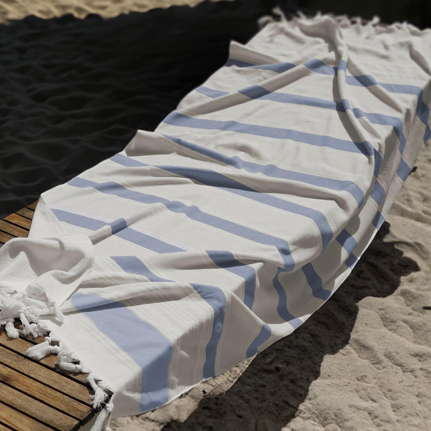 

Пляжное полотенце из хлопка Fouta и микрогубки - Equipage Marinette Saint-Tropez, цвет Corallo