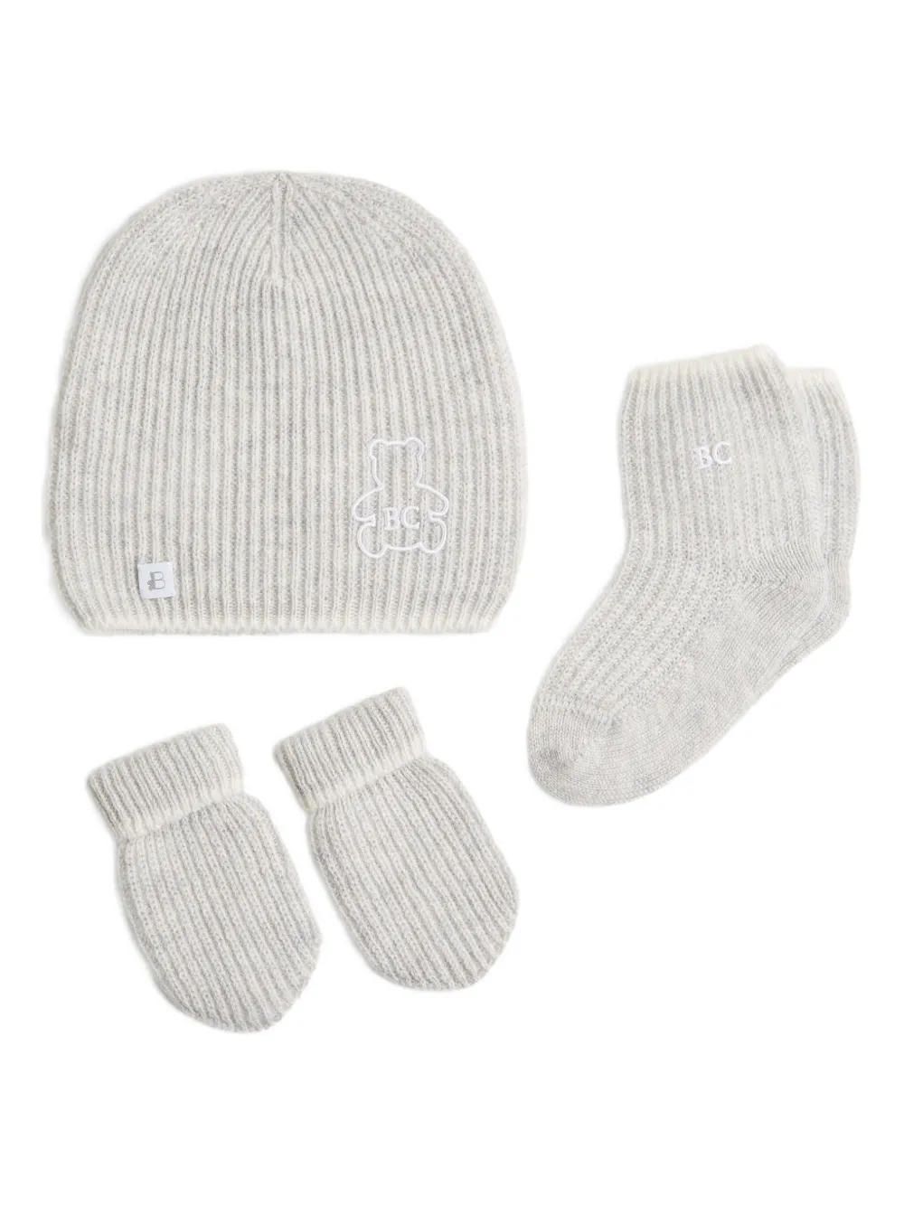 

Комплект из трех шапочек "Бэйби Берни" Brunello Cucinelli Kids, серый