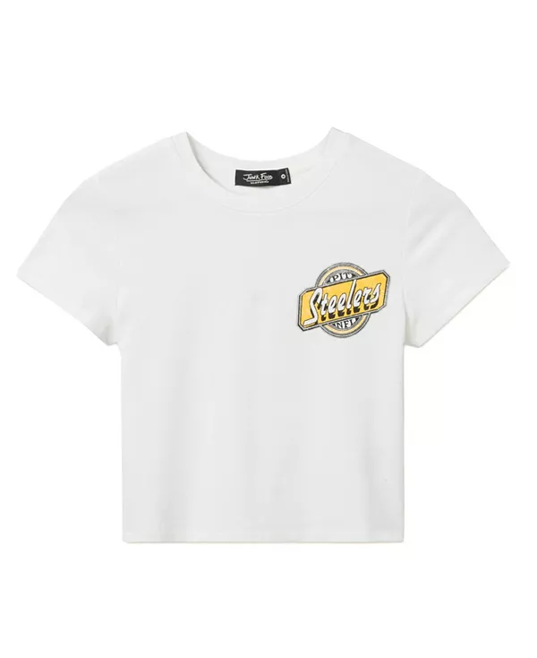 

Женская футболка с надписью "NFL Pittsburgh Steelers Cheers Baby" Junk Food Clothing, белый