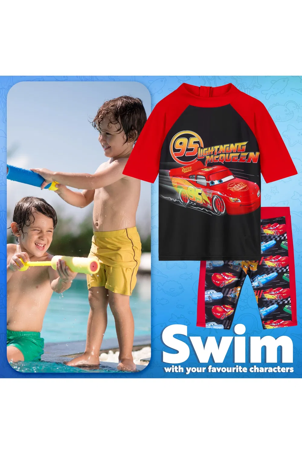 Детский купальный костюм 2 предмета Lightning McQueen Disney, мультиколор — фото 3