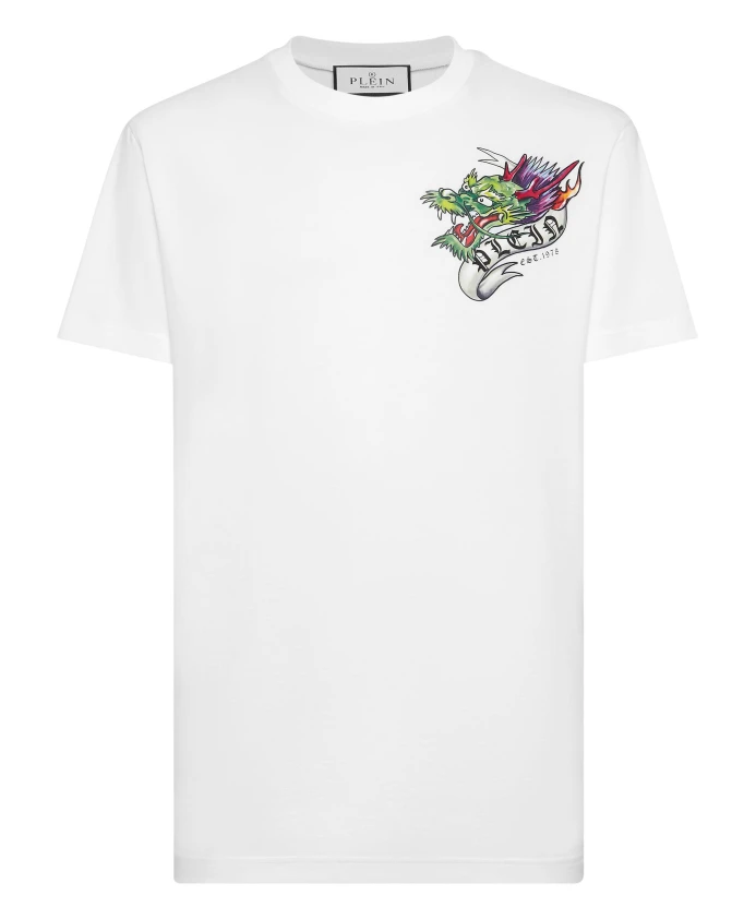 

Футболка, круглый вырез, татуировка Philipp Plein, белый