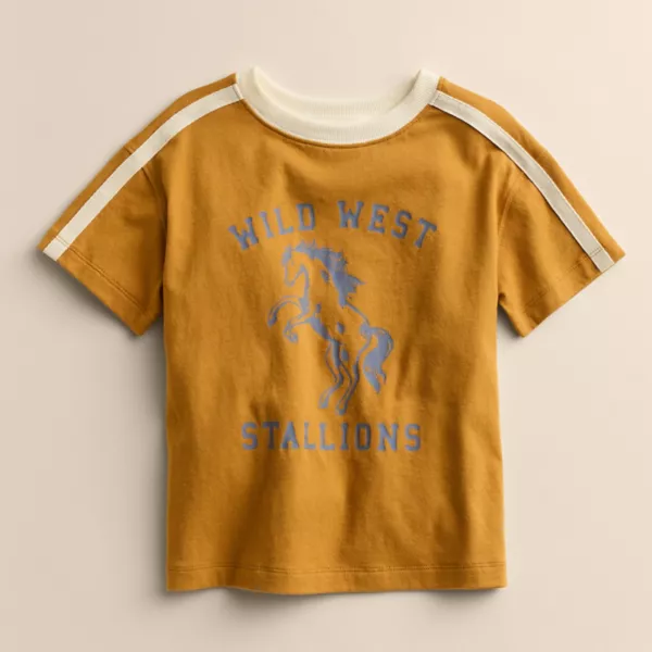 

Футболка с университетским принтом для малышей и малышей Little Co. By Lauren Conrad, цвет bronze wild west