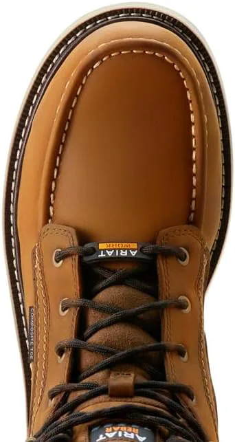 Мужские рабочие ботинки ARIAT Rebar Wedge с водонепроницаемым композитным носком и носком-мокасином, 6 дюймов, коричневый — фото 4