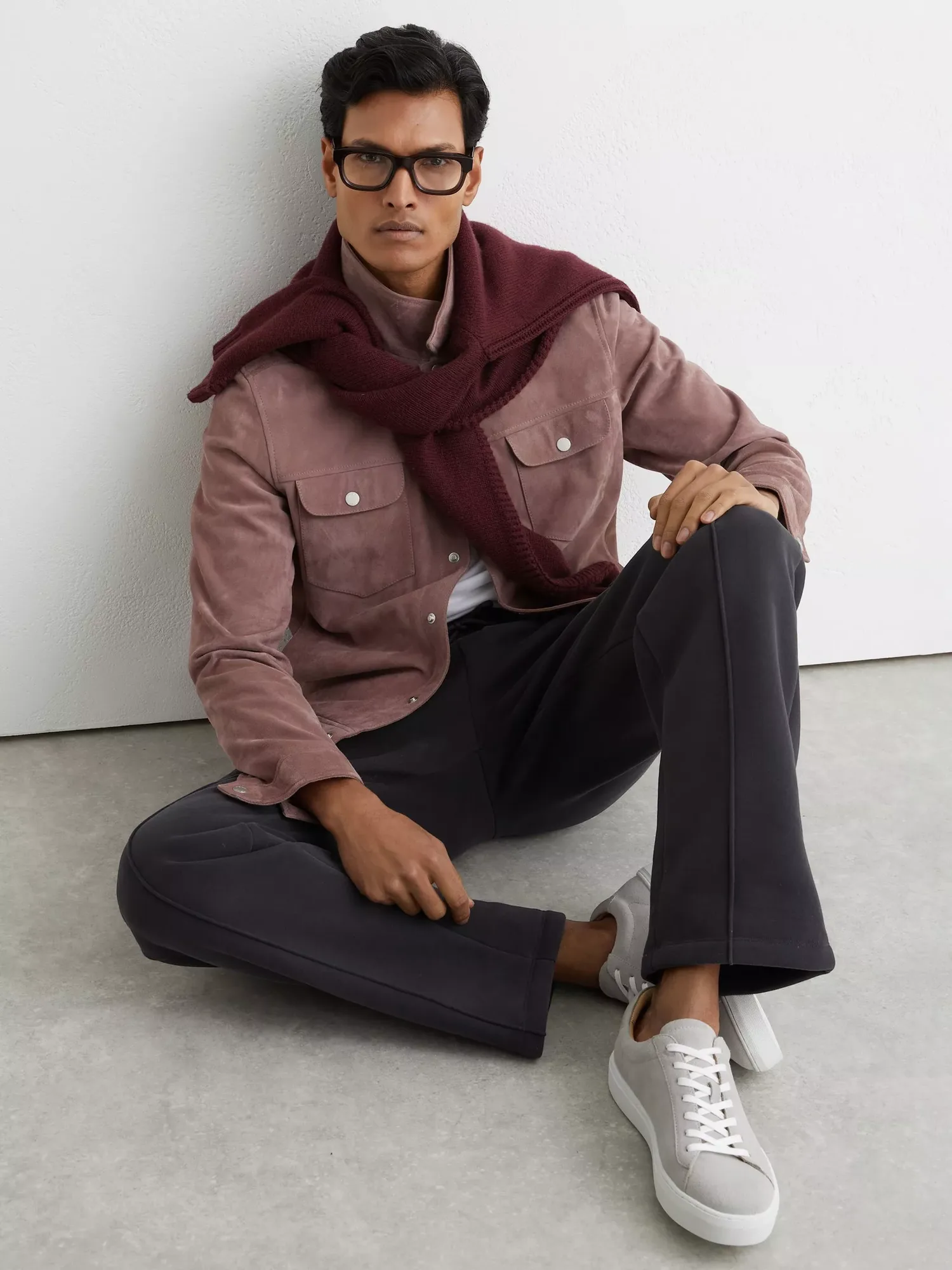 Низкие кроссовки из нубука Finney Reiss, Soft Grey — фото 3